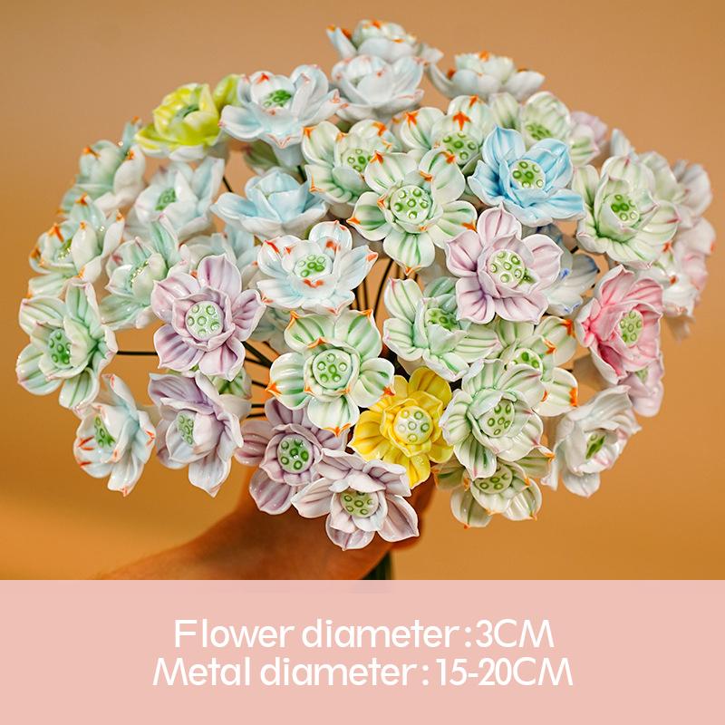 Ceramic Flower Artificial Flower Handmade Fake Flower Creative Floral Home Decor Party Wedding Garden Decor Valentine's Day Gift