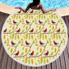 Bird Flower Print Round Beach Towel Microfiber Circle Bath Towels Quick Dry Absorbent Pool Towels Sand Free Shawl Beach Blanket