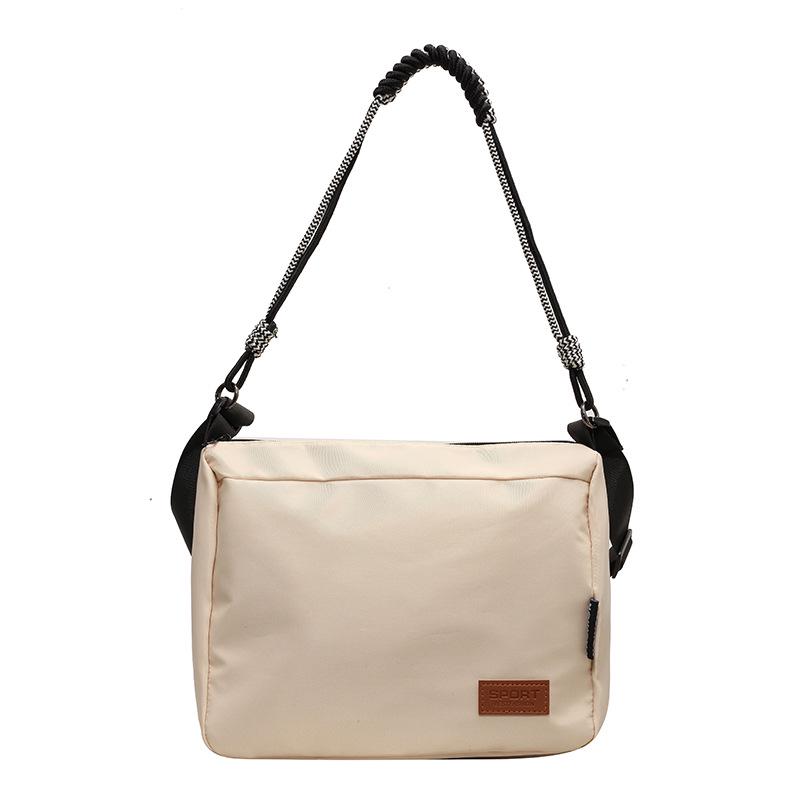 

024 Новая стильная женская большая ретро холщовая сумка-тоут - Универсальная для учебы, поездок на работу и повседневного использования кремовый/белый