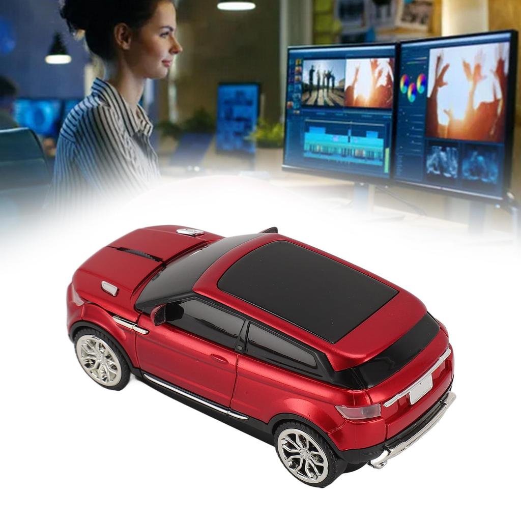 Cool 3D Sports Car Shape Wireless Gaming Mouse with USB 1600 DPI Wireless Car Mouse for and Gaming 2.4GHz Receiver, PC, Computer, Laptop, (Red)