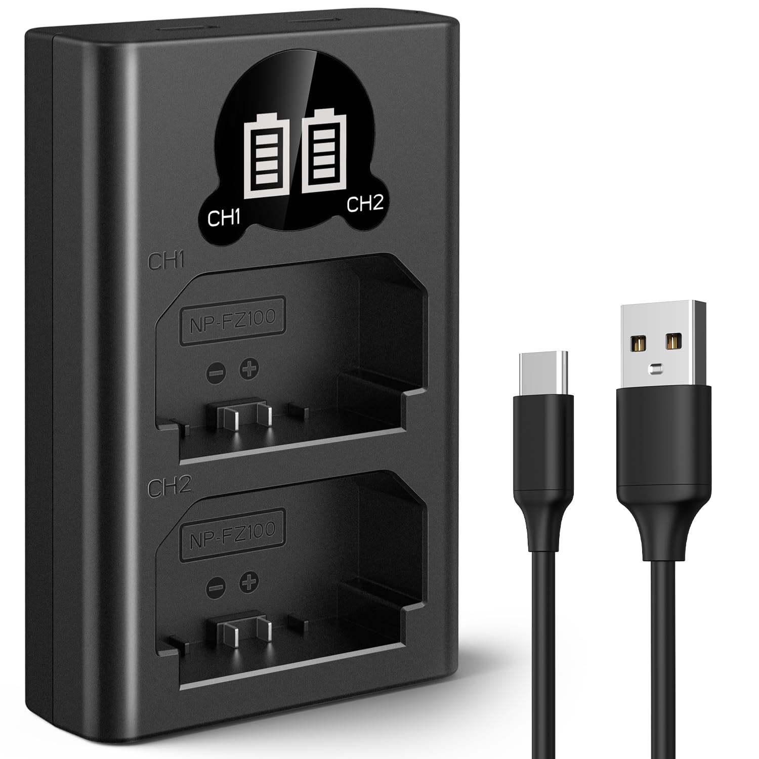 

КОНЦЕПТ Зарядний пристрій для камери з індикатором рівня заряду батареї Сумісний із зарядним пристроєм для акумуляторів камери Sony для Sony Alpha та USB K&F NP-FZ100 Дисплей, ZV-E10M2 9, A9, 9R,