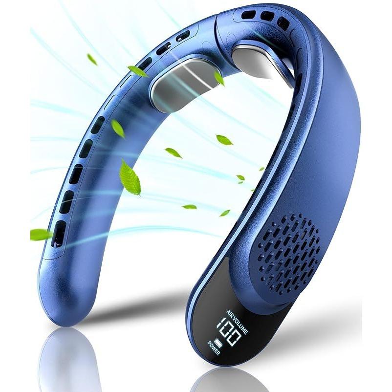 Portable Neck Fan, 4 Turbo Neck Fan, 4000 mAh Battery Operated, USB Rechargeable Personal Fan, 3 Speeds, 360° Cooling Airflow