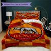 Set lenjerie de pat cu model A.S. Roma Cearșaf pilotă Huse pernă Decorațiune casă Cadou de ziua de naștere (1 * husă de pilotă + 2 * fețe de pernă fără miez)01