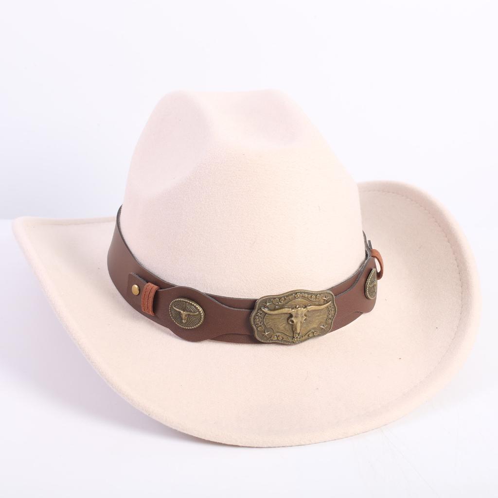 Popular European and American Fashion OL Style One-word Cowboy Hat Men's and Women's High-end Top Hat Jazz Hat Felt Hat