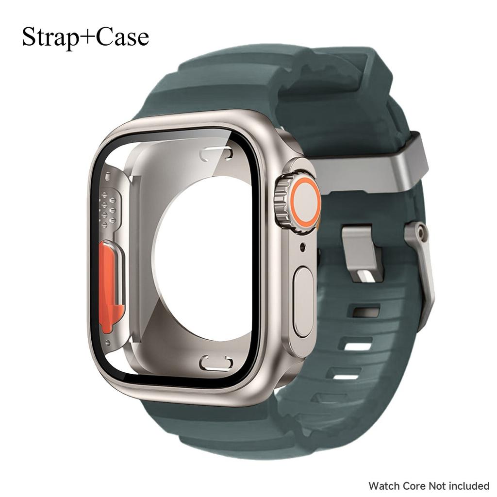 Silicone Strap For Apple Watch 44mm 45mm 46mm Bracelet+Screen Protectores Change To Ultra For iWatch Series 11 10 9 8 7 SE 6 5