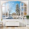 Christmas Forest Tapestry Snowy Trees Wooded Scenery Frosty Winter Park Winter Design, Wall Hanging for Bedroom Living Room Dorm