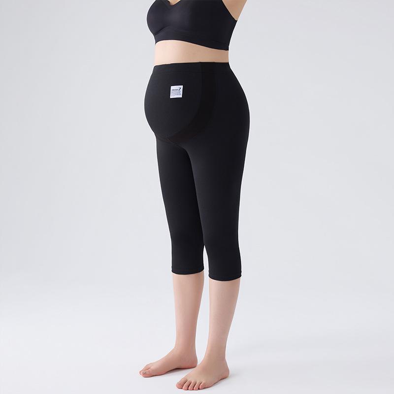 

High Waist Cotton Maternity Capri Leggings with Belly Support for Summer, Extra Large Size, Suitable for Up to 300 Jin. XL чёрный
