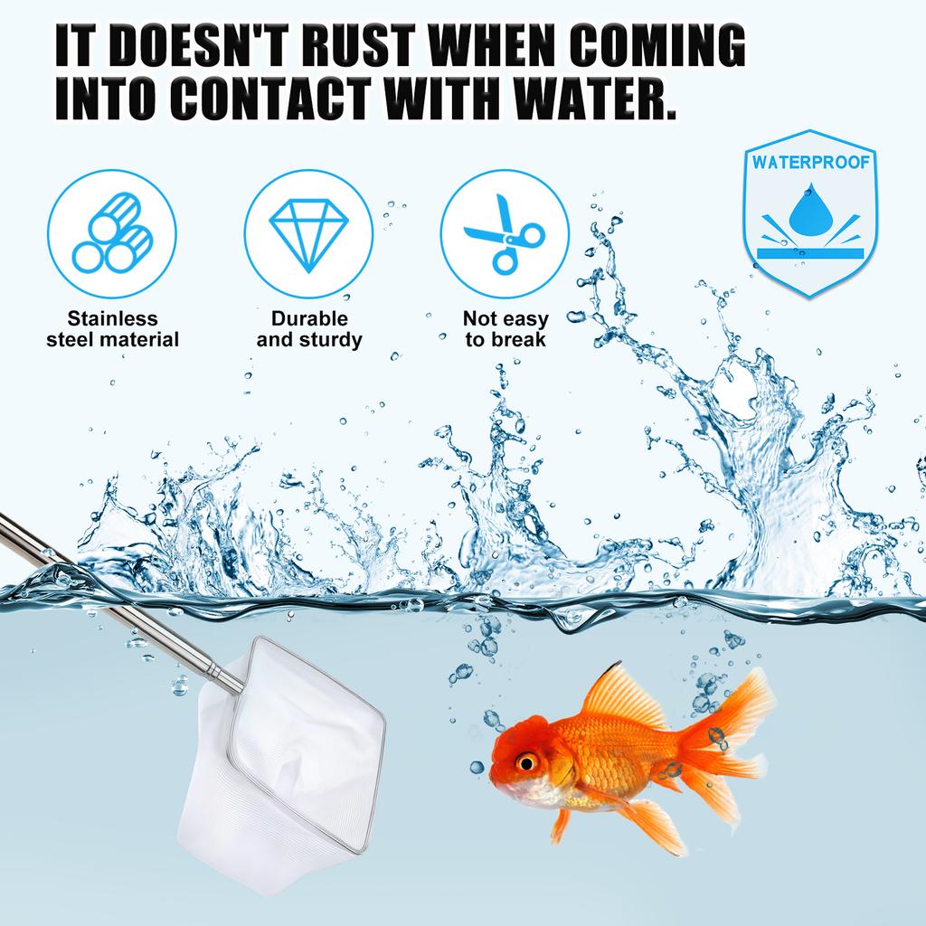 Adjustable Telescopic Fish Net For Aquarium Cleaning With Stainless Steel Handle And Fine Nylon Mesh for Tanks Cleaning