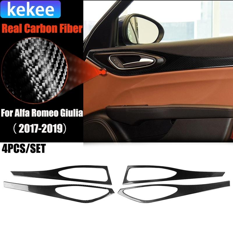 Carbon Fiber Car Accessories Door Panel Decorative Modified Interior Trim Cover Soft Sticker For Alfa Romeo Giulia 2017-