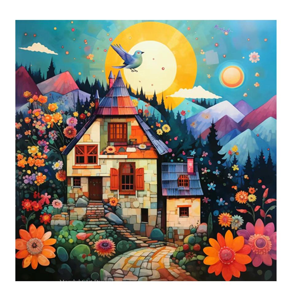 

5D Алмазная Картина Новая Коллекция Дом Цветок Дерево Пейзаж Алмазная Вышивка Мозаика Вышивка Крестом Украшение Дома Full Round 20x20CM