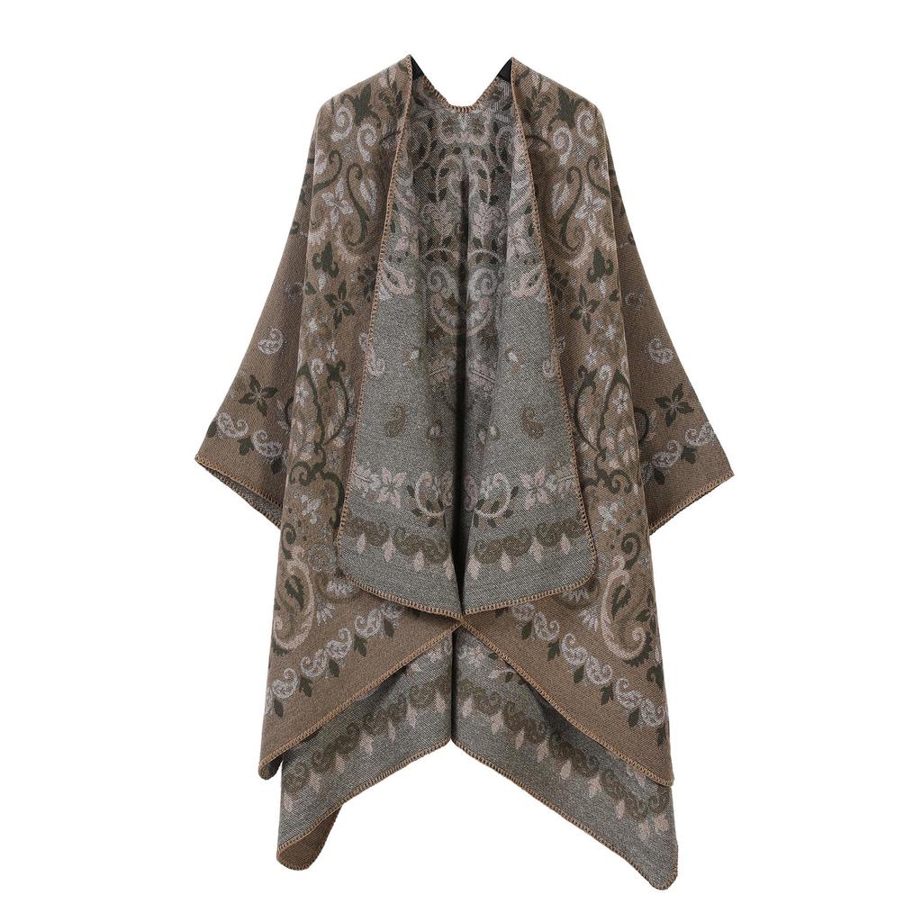 In-Stock Women's Double-Sided Tassel Shawl Cape - Classic Style, High-End, Warm, Perfect for Travel.