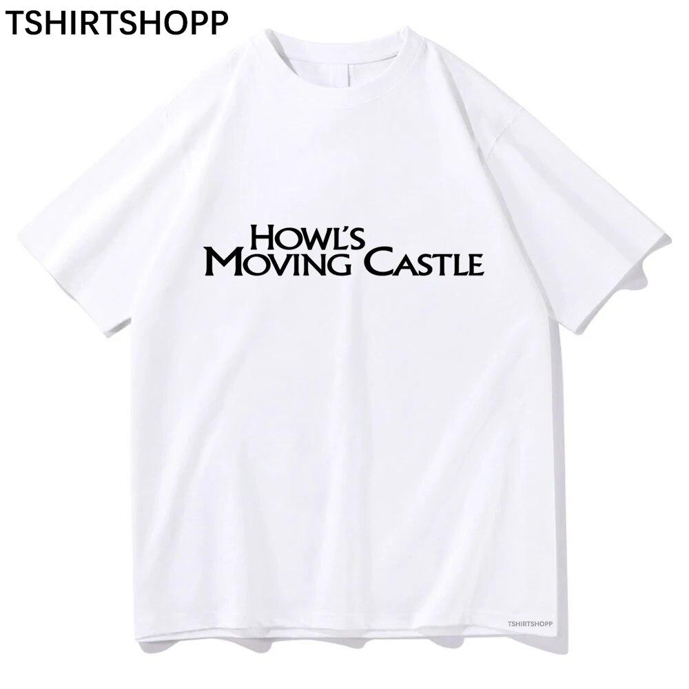 Anime Howl's Moving Castle Tişört Estetik Kadın Giysileri Yaz Sokak Giyim Tişörtü Kawaii Unisexga Tişörtler Unisex Pamuklu Üstler