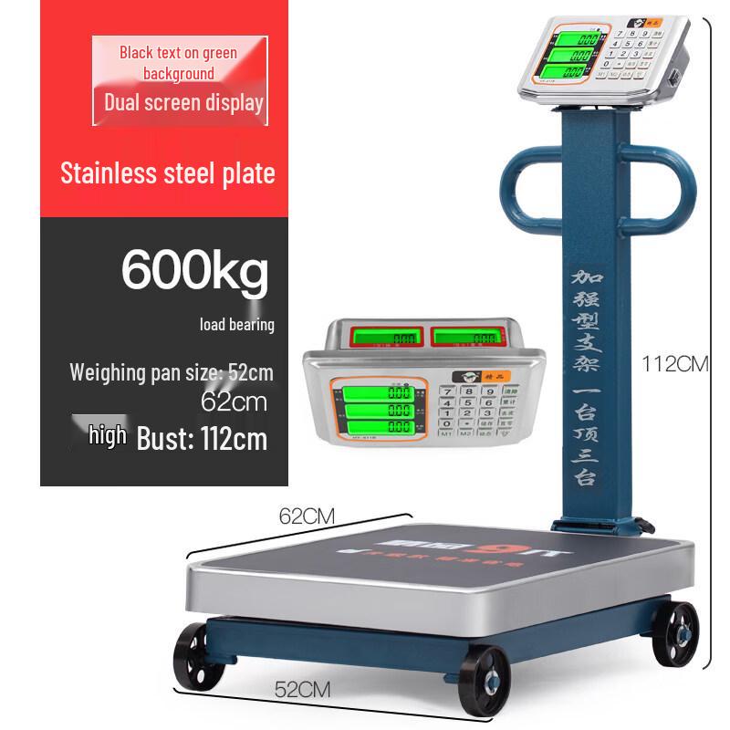 Commercial 600kg Stainless Steel Electronic Platform Scale with Wheels нержавеющей стали
