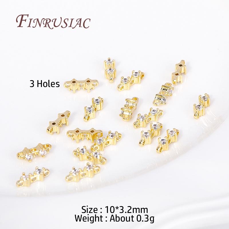 18K Gold Plated Multi-designs Zircon Flower Spacer Bars 2/3 Holes Separators for Strand Beads Jewelry Making Accessories