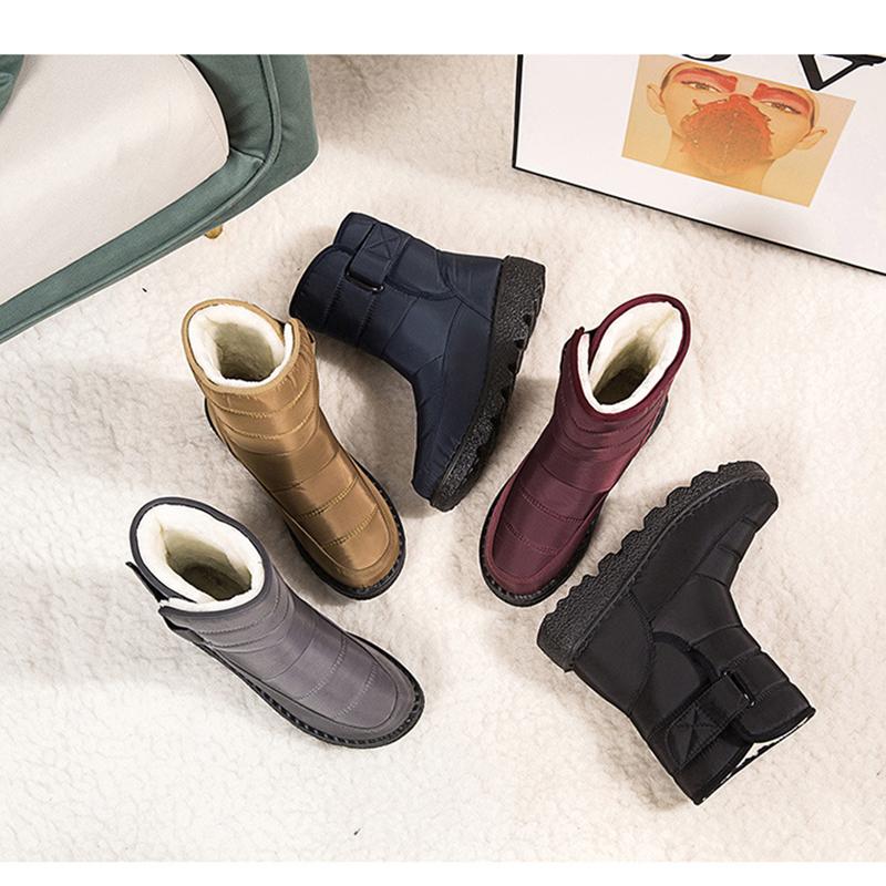 MAITA Warm Winter Snow Boots Fleece Lined Oxford Cloth Waterproof Boots Women Boots