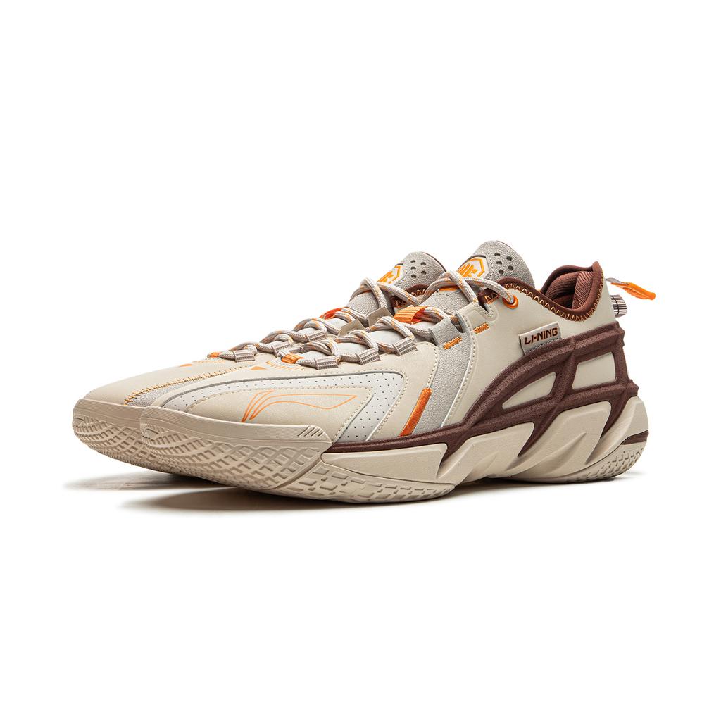 New LiNing Anti Wool 4.5 Cushioning Anti Slip And Wear Resistant Low Top Basketball Shoes Men's Beige Coffee ABFU049-4