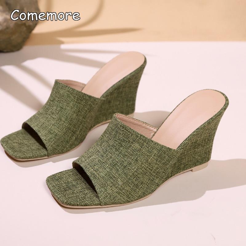 Neue Damen Keilabsatz Hausschuhe Sommer Hohe Absätze Sandalen Flach Außen Strand Plateau Hausschuhe Bequeme Schuhe Slides Damen