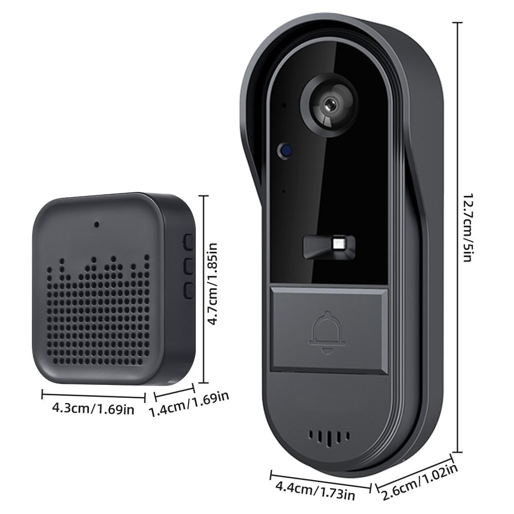 Smart Video Doorbell, Wireless Camera with 125 Wide Angle HD Video 2 Way   Night   2.4G WiFi IP65 , with  TF Card Storage, for Home Sec