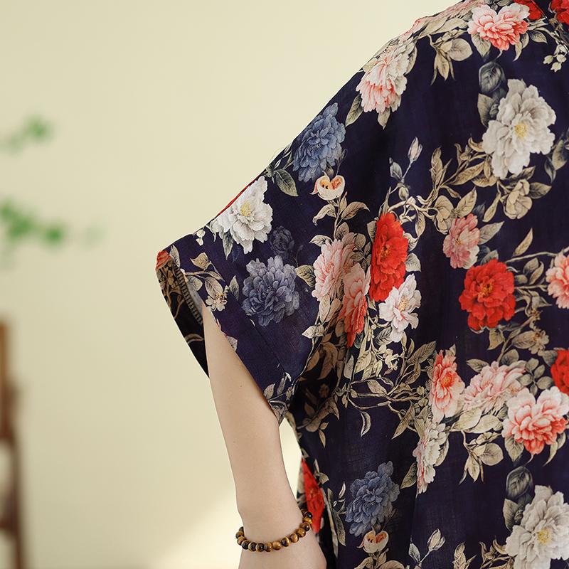DIMANAF New 2026 Women Plus Size Summer Beach Long Dress Cotton Loose Oversize Casual Lady Maxi Vintage Print Sundress
