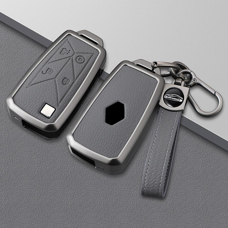 4 Buttons Zinc Alloy Leather Pickup Truck Car Key Case Caps Key Cover For Renault Euro 6 Series T C K Gama Shell Bag Keyring
