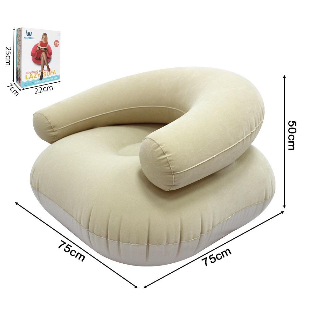 With Backrest U-Shaped Flocking Sofa With Armrests Inflatable Bean Bag Chair Leisure Bean Bag