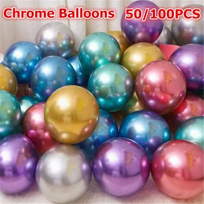 50/100 pezzi palloncini cromati da 10 pollici palloncini in lattice metallizzato per Natale matrimonio compleanno Natale decorazioni per feste in casa
