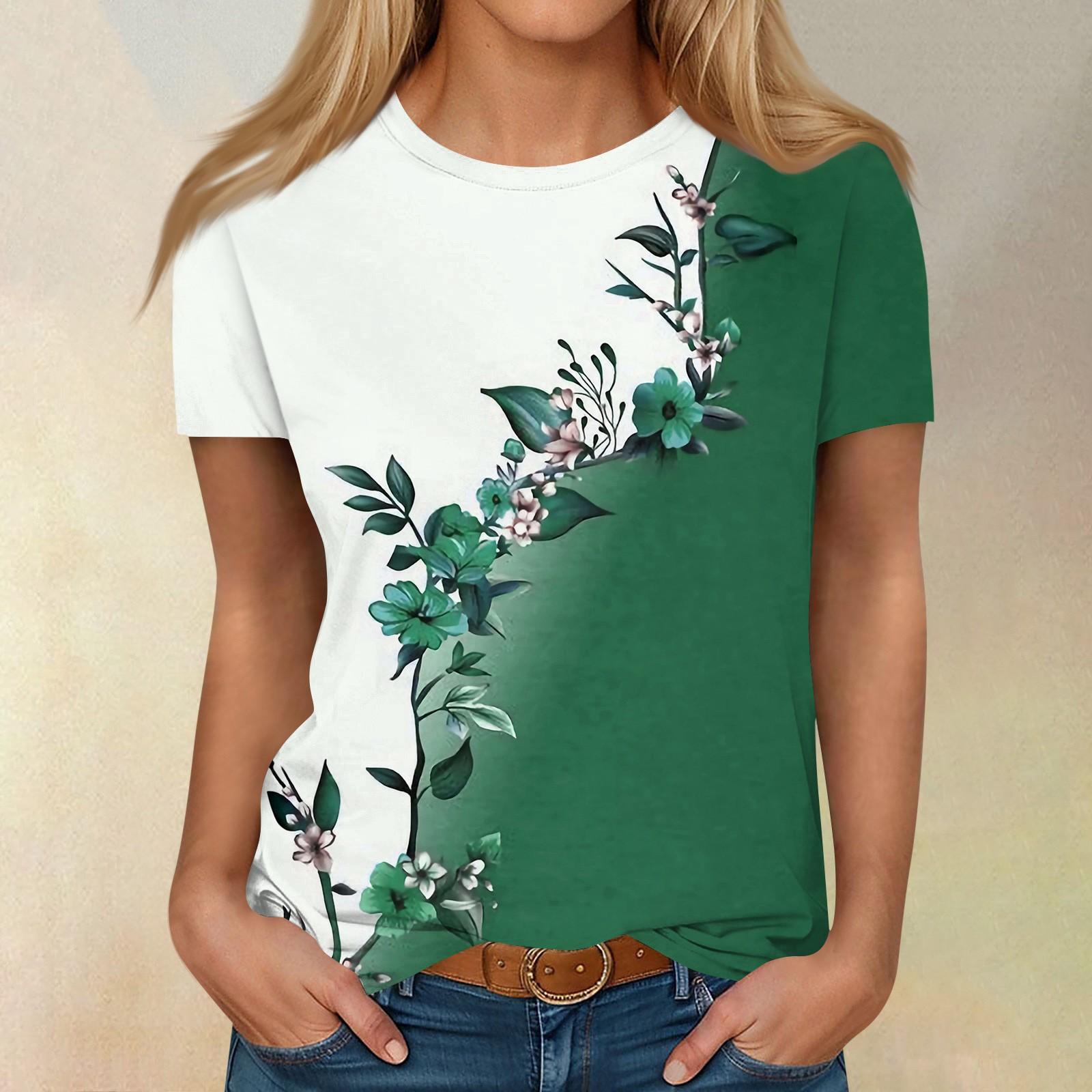 

Рубашки с коротким рукавом для женщин, милые топы, футболки с принтом в стиле ретро, ​​блузки, повседневные базовые топы больших размеров, пуловеры XL