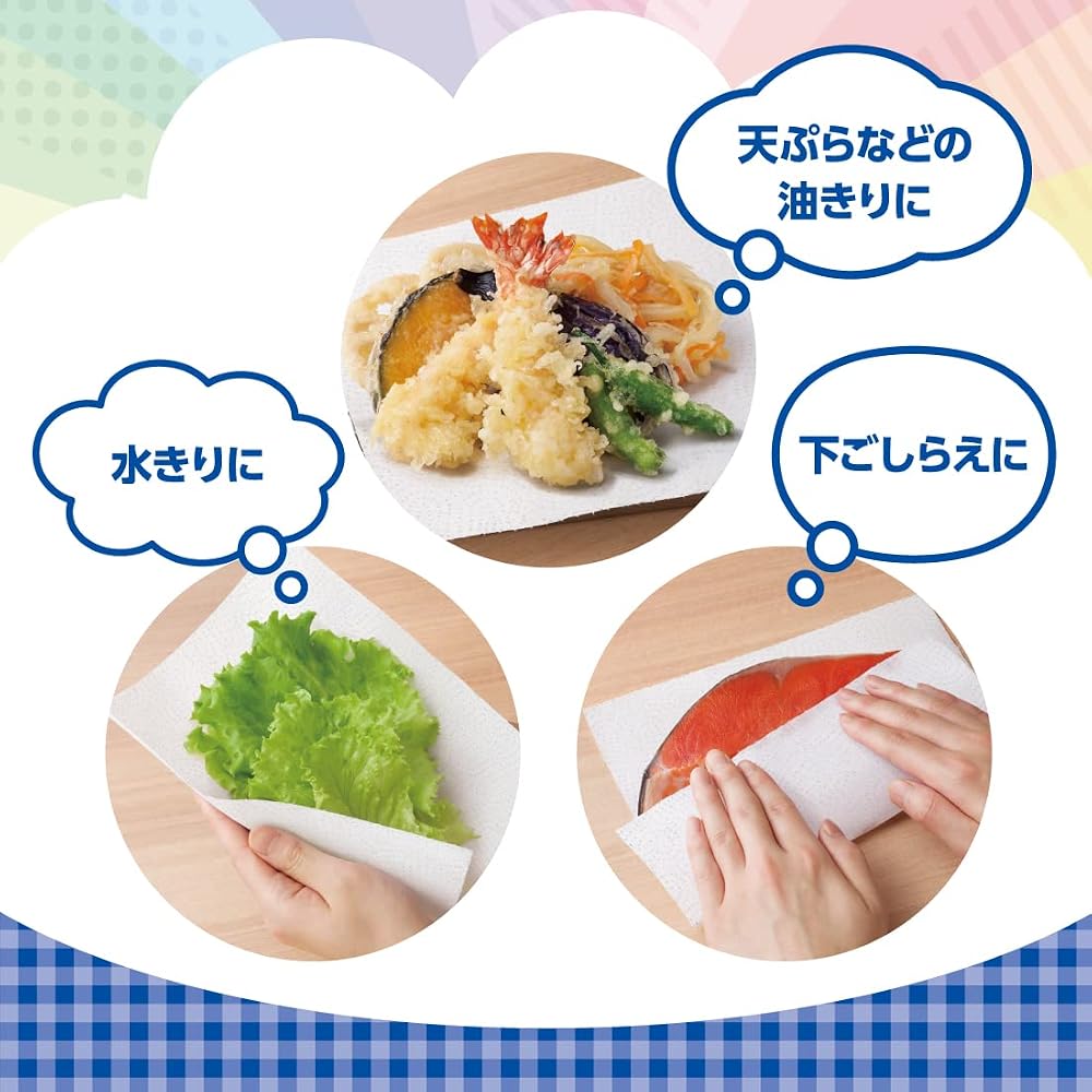 Japanese Product Elleair Kitchen Paper Super Absorbent Kitchen Towels 100 Cuts Rolls (6 Rolls Packs)