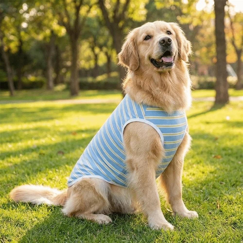 Round Neck Pet Striped T-Shirt Soft Dog Sunscreen Vest Pet Pajamas Pet Summer Clothes  Home Clothes