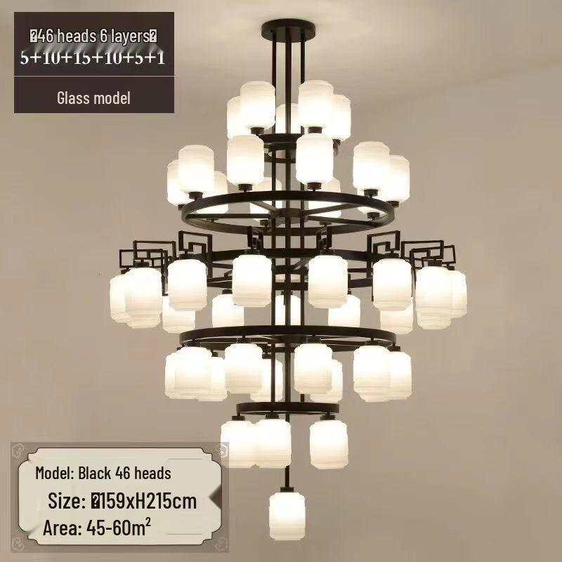 Chinese-Style Duplex High Ceiling Chandelier for Hotel Lobby or Villa