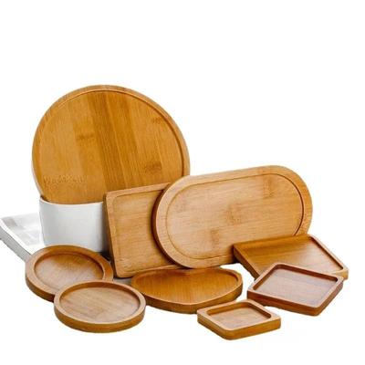 Multi Bamboo Tray Wood Saucer Flower Pot Tray Cup Pad Coaster Plate Kitchen Decorative Plate Coffee Cup Mat Creative Coaster