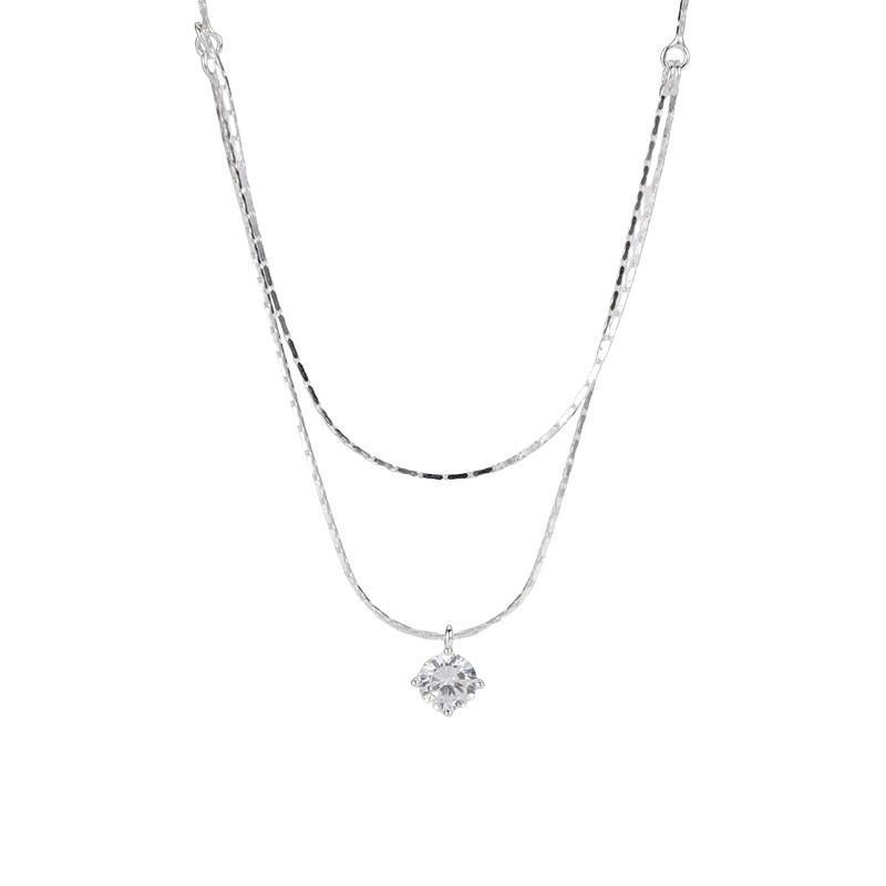 Fashion 925 Silver Necklace for Women 925 Sterling Silver Luxury Double Layer Snake Bone Chain Necklace Jewelry