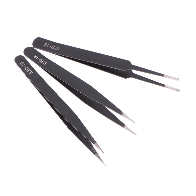 6 Pcs Precision Tweezers Set Anti-Static Esd Tweezer Stainless Steel Repair Tools For Electronics Soldering Model Jewelry Makin