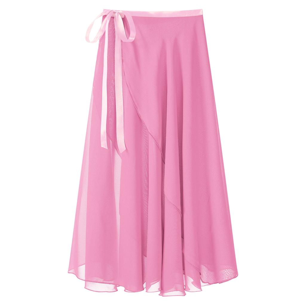 Womens Lace-Up Flowy Skirt Ballet Modern Dance Training Wrap Skirt Midi Skirts Beach Wear Cover Up