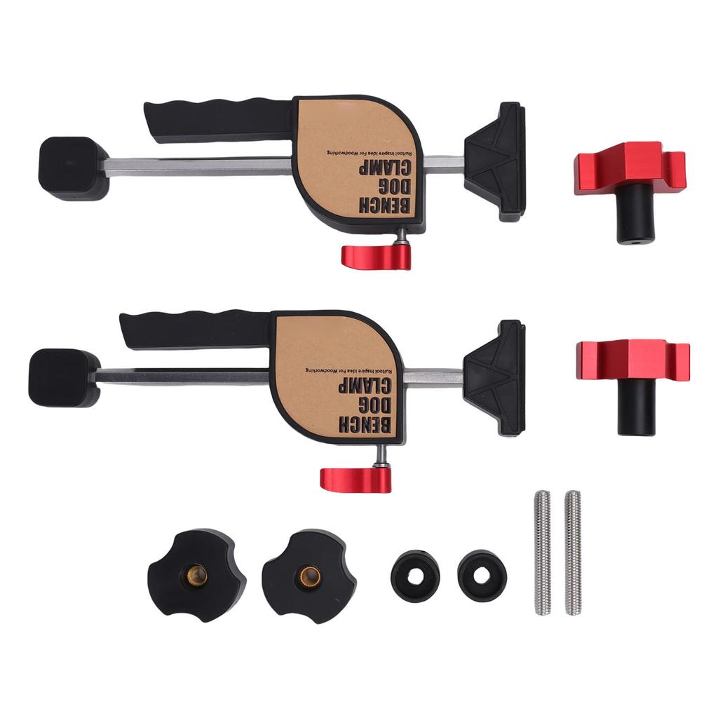 2Pcs Bench Dog Clamp Woodworking Workbench Holes Clamping Elements Adjustable Screw 19mm