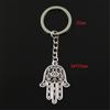 New Fashion Men 30mm Keychain DIY Metal Holder Chain Vintage Death Eye Hamsa Palm Fatima Hand 36x25mm Silver Color Pendant Gift