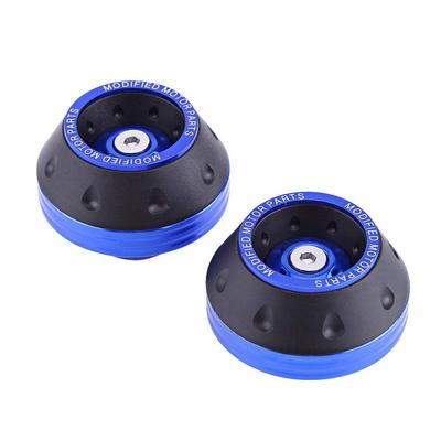 Qiilu Auto Frame Slider Engine Protection Anti-Collision Billash Pad Protection CNC Aluminum Set of 2 (Blue)