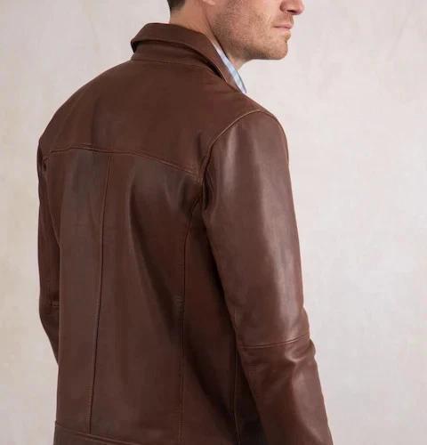 Formal Brown Leather Motorcycle Genuine Lambskin Biker Men's Stylish Handmade Jacket