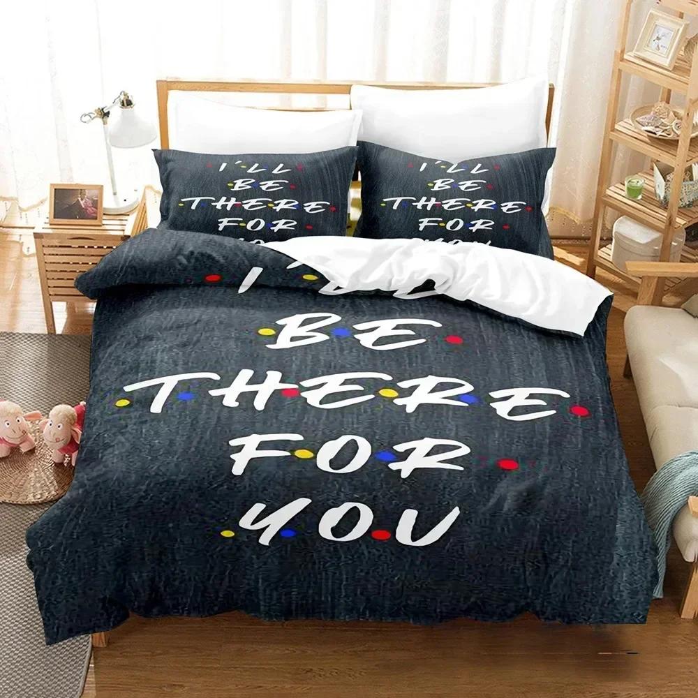 Friends Tv Show Comedy Style Bedding Set Duvet Cover Sheet Printed Bed Set Pillowcase Bed Full Queen King Size Comforter Bedroom