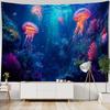 Underwater Jellyfish Wall Tapestry, Dreamy Cartoon Style, Children's Room Background Poster, Home Decoration Mural, Bed Sheets