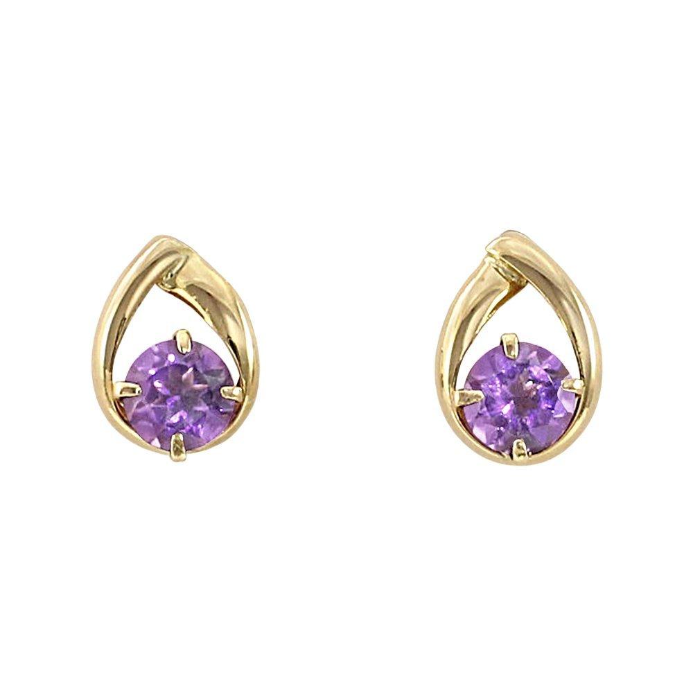 Barzaz Amethyst Earrings in 18K Yellow Gold for Natural February Droplet Design Women, Stone, Birthstone,