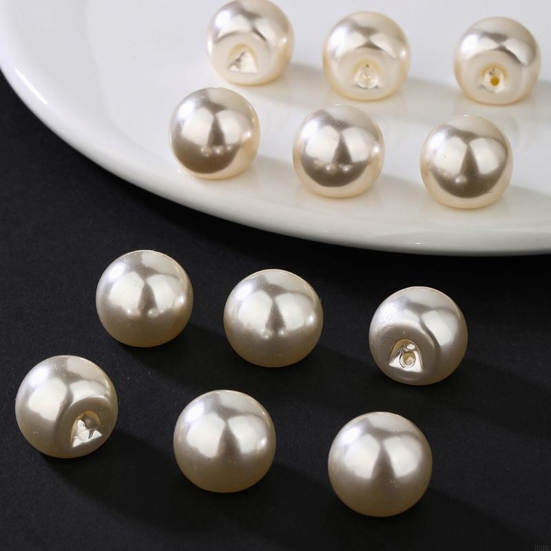 12Pieces Sturdy Plastic Fake Pearls Round Button for Clothing Accessories and Home Decoration