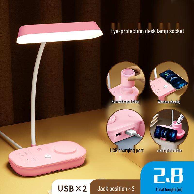 AA Grade LED Eye-Protection Desk Lamp with USB, Soft Light, Night Light, and Wireless Charging for Bedroom or Bedside