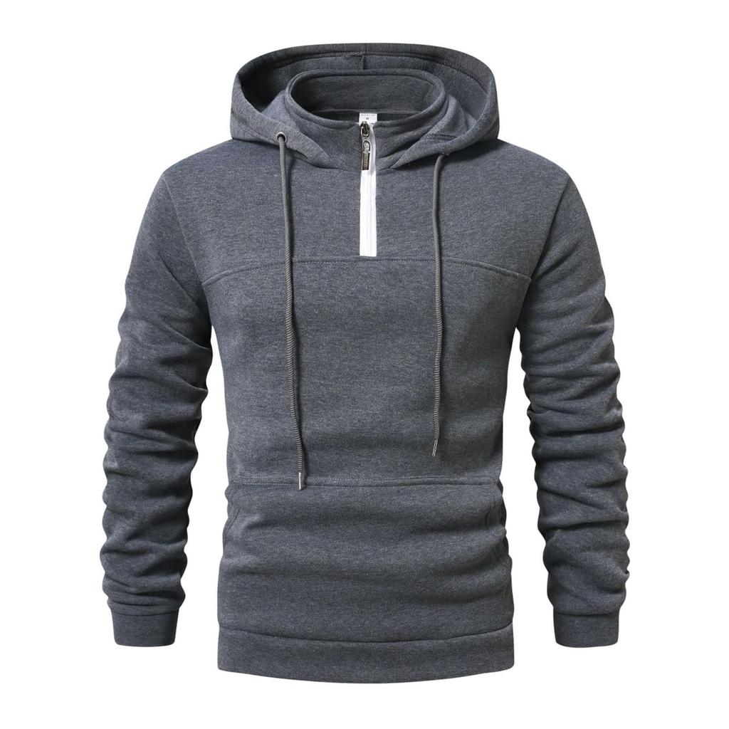 Men's Hooded Sweatshirt Full Zip Up Casual Jacket With Pockets Warm Winter Sports Outerwear