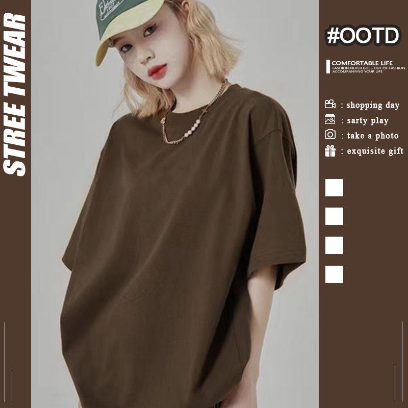 

Сплошная женская футболка из чистого хлопка с короткими рукавами, лето 2023, с круглым вырезом и половиной рукава