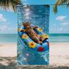 Summer Cute Cat Print Beach Towel Quick Dry Microfiber Pool Towel Soft Sand Free Towel for Travel Camping and Beach Activities