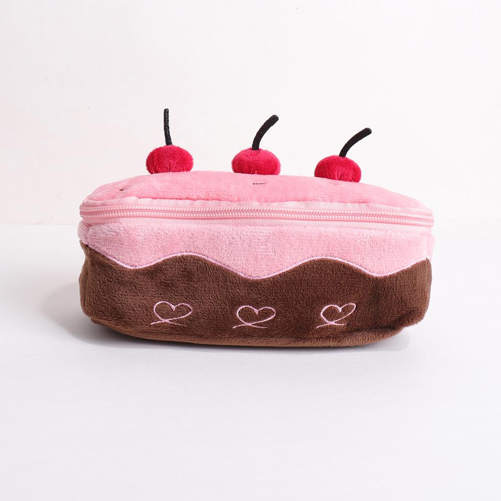New Plush Cherry Cake Pen Bag Large Capacity Pencil Case Students Multifunction Stationery Bag For School Office