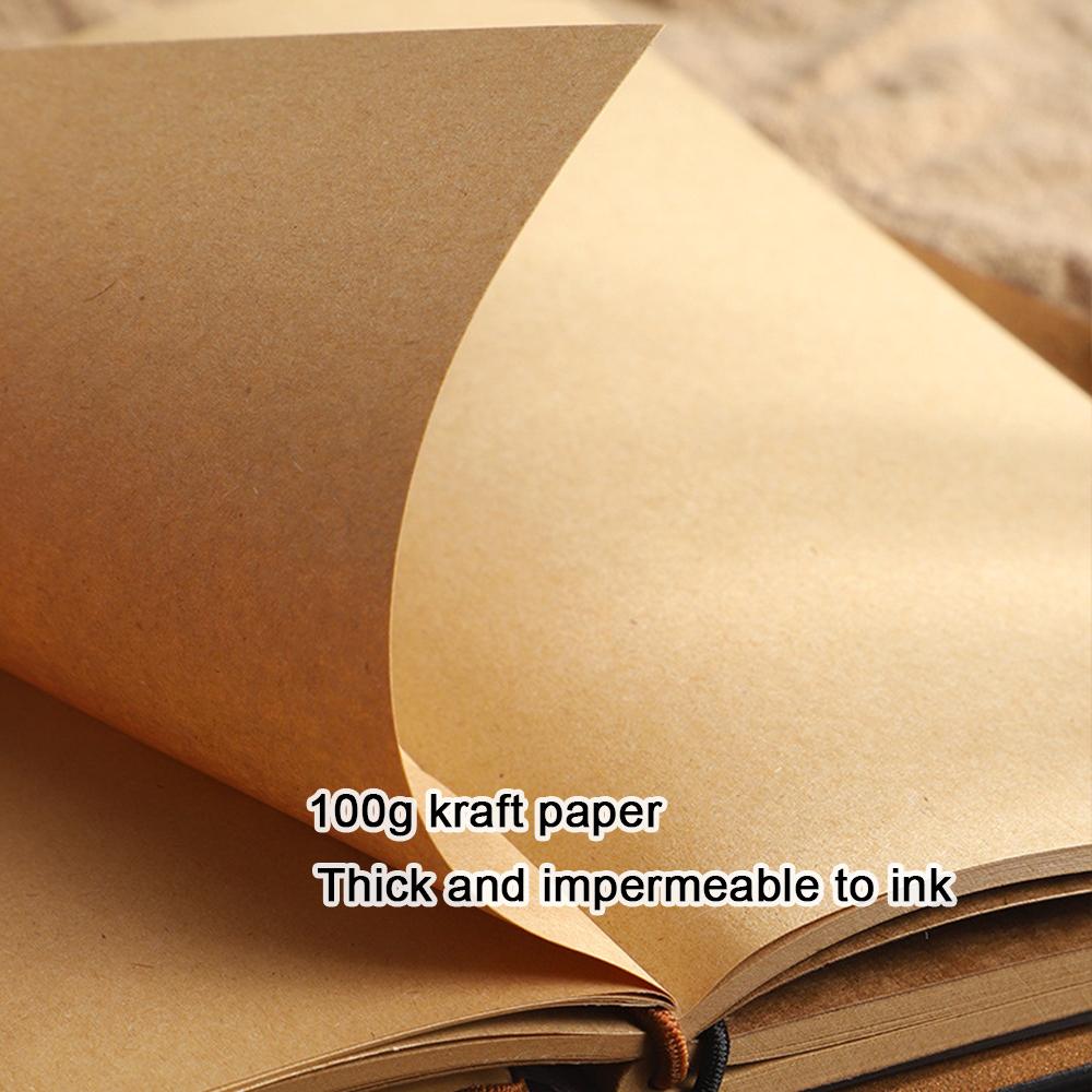 (Logo Can Be Engraved) A6 Student Retro Ledger, Leather Business Notebook with Strap, Notepad, Travel Diary, Portable Memo, Meeting Record Book