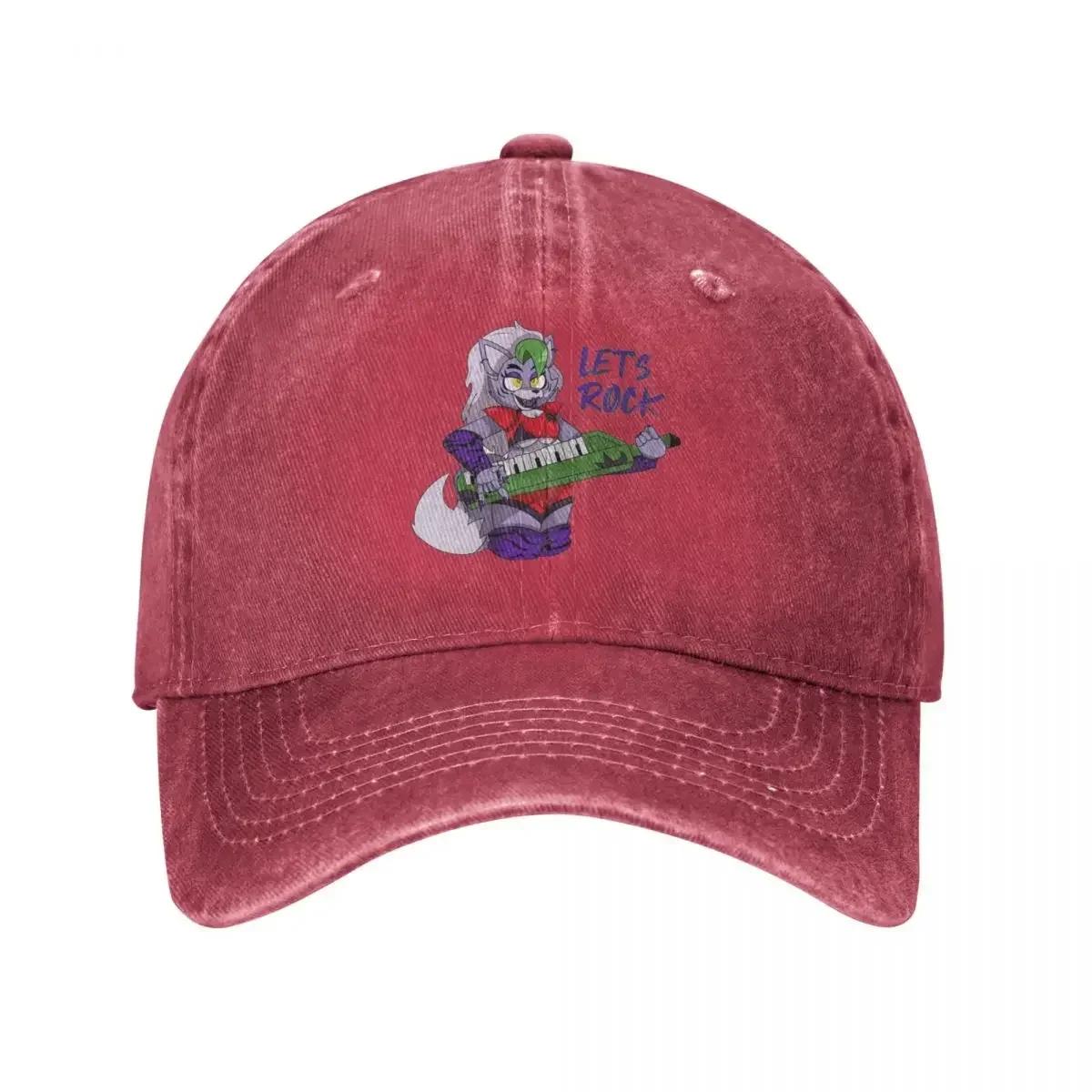 

Fashion Security Breach Roxanne Wolf Baseball Caps Unisex Distressed Denim Sun Cap FNAF Game Outdoor Summer Gift Hats Cap One Size