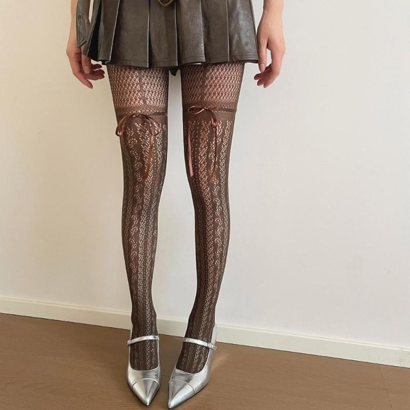 Women's Patterned Fishnet Net Stockings Garter Belt Tights Suspender Pantyhose Fishnets Thigh High Stockings Hosiery